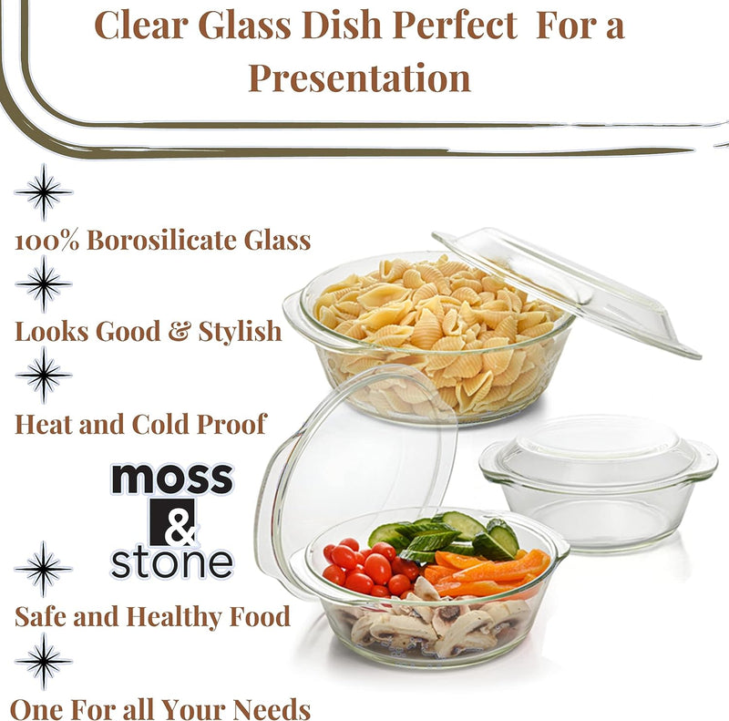 3-Piece Glass Casserole Bakeware Set - Durable  Microwave Safe