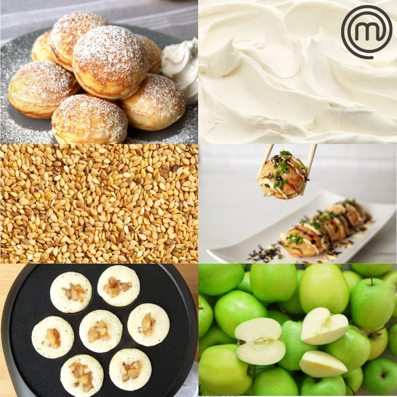 MasterChef Ebelskiver Maker - Nonstick Easy Clean Appliance for Takoyaki Donut Holes Cake Pops  More