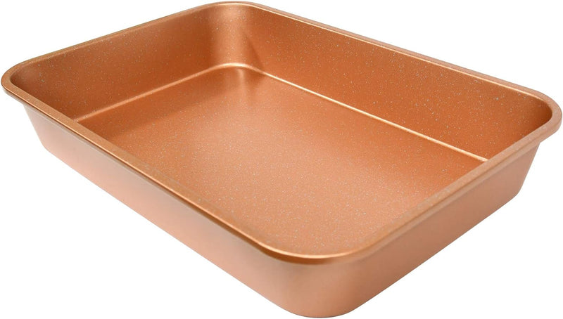 CasaWare Ceramic Coated LasagnaRoaster Pan - Extra Large NonStick 18x12x3 Silver Granite