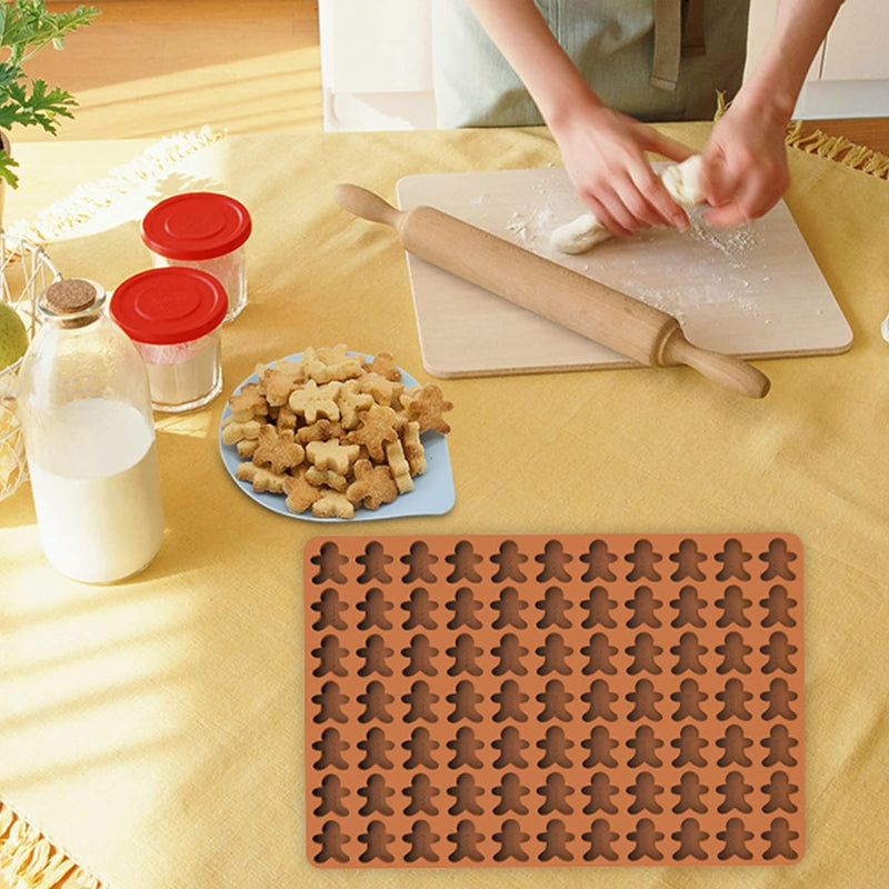 77 Gingerbread Man Silicone Molds - Food Grade for Baking Pudding Candy - with Baking Scraper