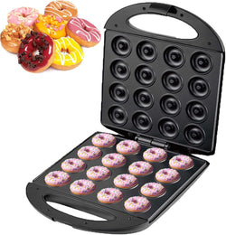 Mini Donut  Pancake Maker - 1400W Non-Stick for Home  Travel Use Makes 16 Doughnuts  Cakes Print Snacks  Desserts