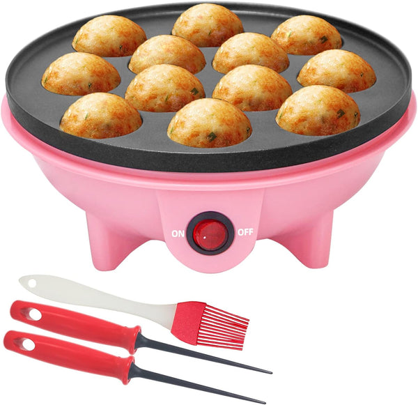 Electric Takoyaki Maker with Free Tools - Nonstick 8 Inch