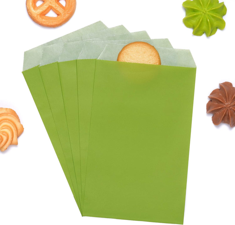 Quotidian Flat Glassine Waxed Paper Treat Bags - 100 Pack 4x6 for Bakery or Party Favors