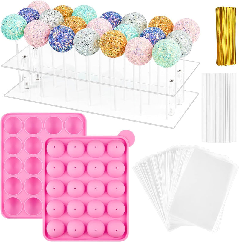 12-Cavity Cake Pop Maker Set with Display Stand and Accessories