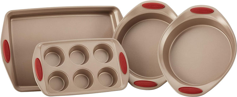 Rachael Ray Cucina Nonstick Bakeware Set - 10 Piece Latte  Cranberry