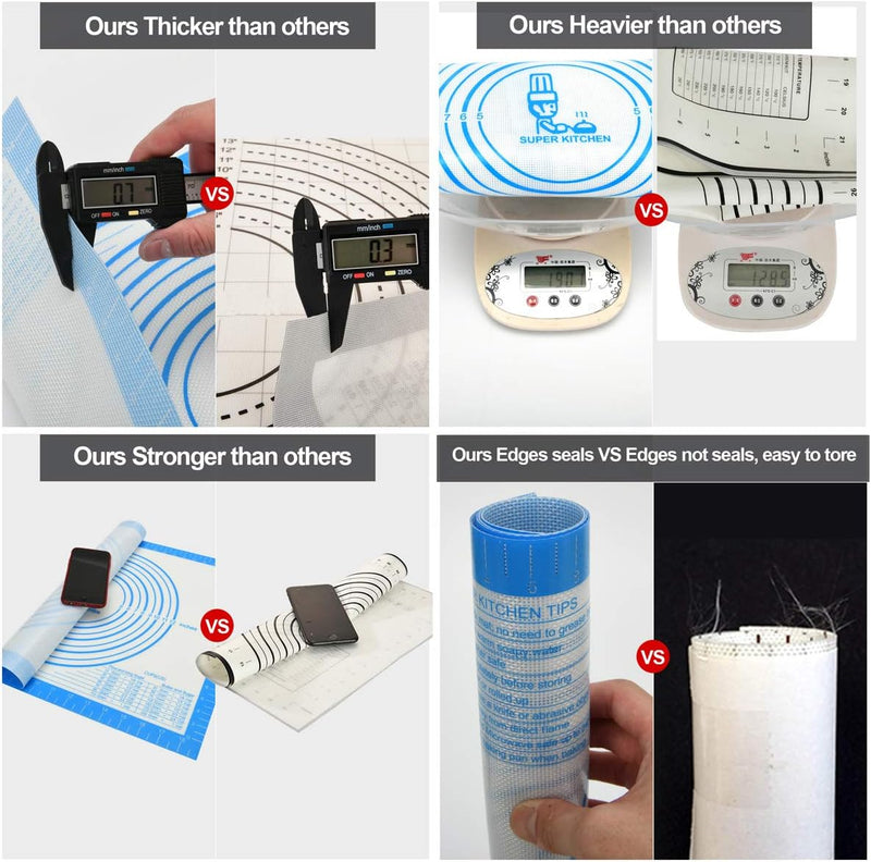Extra Large Nonstick Silicone Pastry Mat - 28 x 20 with Measurements by Folksy Super Kitchen