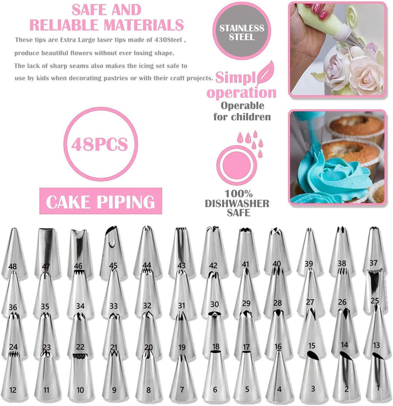 Cake Decorating Supplies Kit - DAFONSO 464 Pcs with Non-Slip Turntable Springform Pans Icing Tips Molds  Cups for Beginners  Cake Lovers