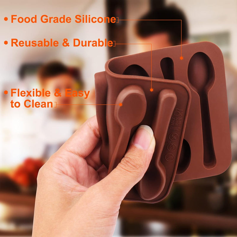 Silicone Chocolate Spoon Mold - 4 Piece Hot Cocoa  Coffee Stirring Spoons for Handmade Treats