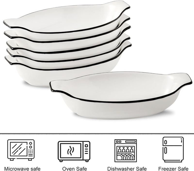 Ceramic Oval Gratin Dishes Oven Safe Set of 4 - 115oz