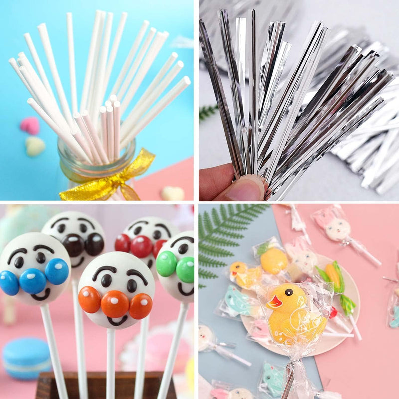 Cake Pop Treat Bag Set - 300PCS Including Parcel Bags Treat Sticks and Twist Ties