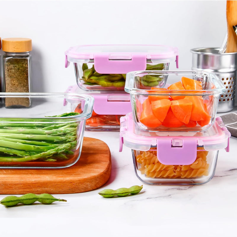 10-Pack UMEIED Glass Food Storage Containers - Leakproof Airtight Meal Prep Containers for Lunch On the Go Leftovers - Dishwasher Safe