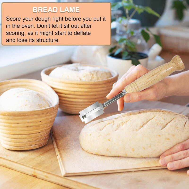 2-Piece Sourdough Bread Banneton Set with Lame - Baking Basket and Tools