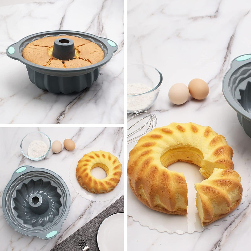 8-in-1 Silicone Baking Set - 6 Molds 2 Mats Cookie Sheet Cake Pan - Navy Blue