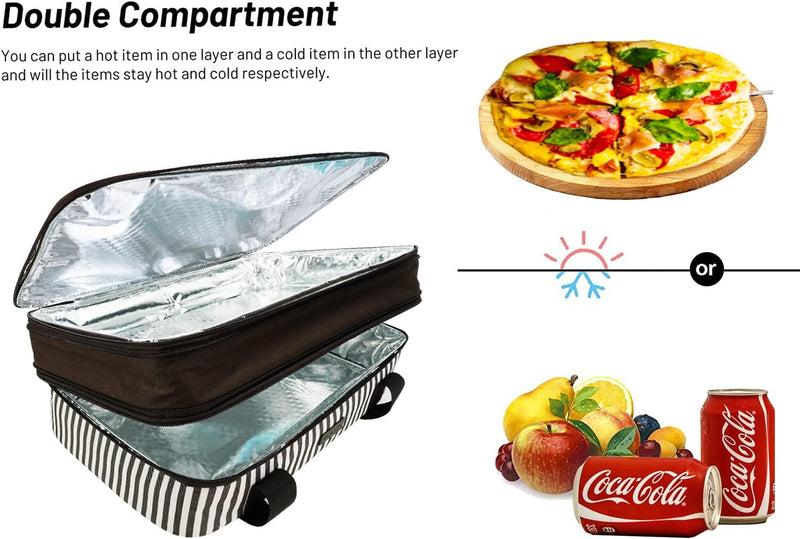 Double Insulated Casserole Carrier Bag - Hot  Cold Food Carry Bag for Potluck Parties Picnics and Traveling Blue