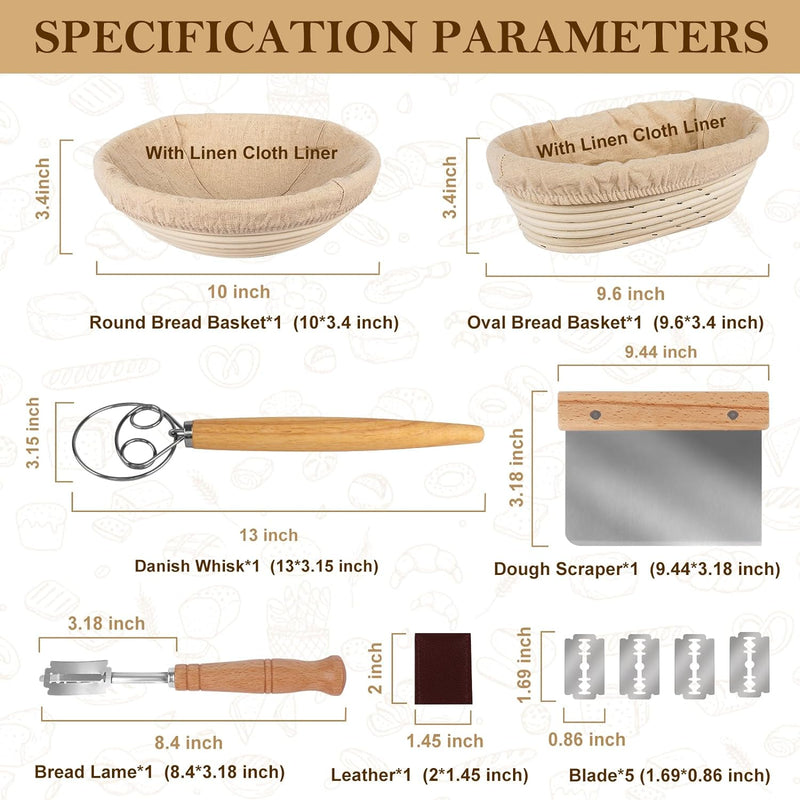 Bread Proofing Basket Set with Accessories