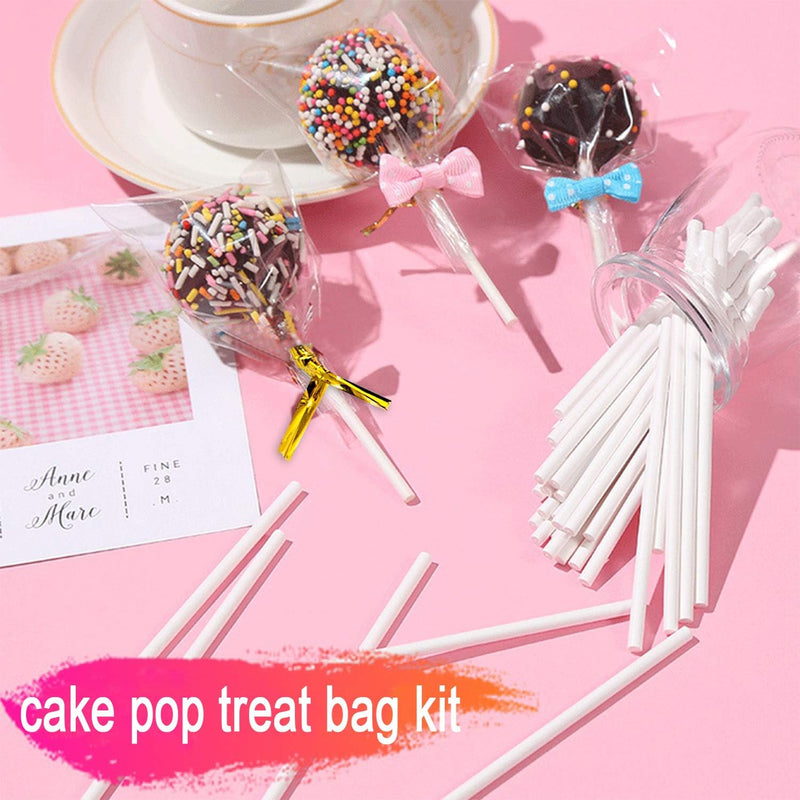 Cake Pop Treat Bag Set - 300PCS Including Parcel Bags Treat Sticks and Twist Ties