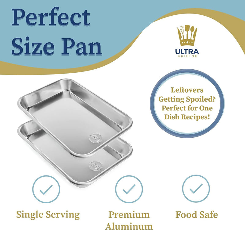 Professional Quarter Sheet Baking Pans - Set of 2 Aluminum Cookie Sheets - Rimmed 9x13-inch for Baking and Roasting