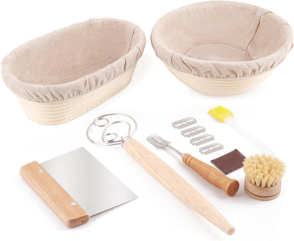 Bread Proofing Basket Set - Oval Round with Liners