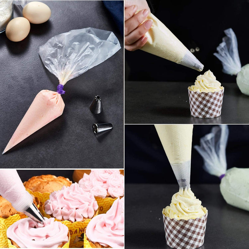 400 Disposable 12 Piping Bags - Anti-Burst Tipless for Cake Frosting and Cookie Decoration