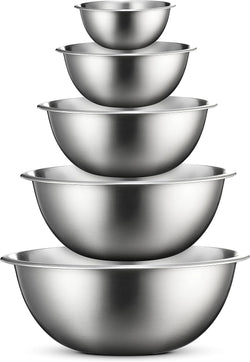 Stainless Steel Mixing Bowl Set - Space Saving Easy to Clean 5 Pieces