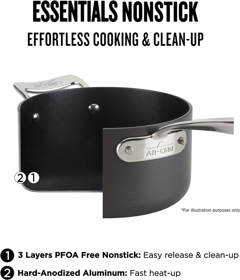 All-Clad HA1 Nonstick Roaster and Rack 13x16 Inch Oven-Safe 500F Black Cookware Set