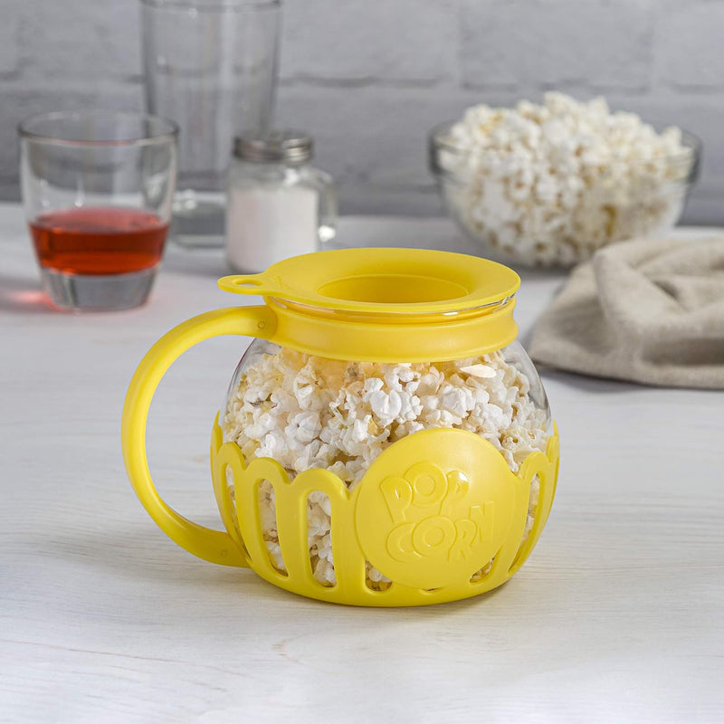 Ecolution Micro-Pop Microwave Popcorn Popper - Temperature Safe with 3-in-1 Lid BPA-Free Dishwasher Safe 15-Quart Pink