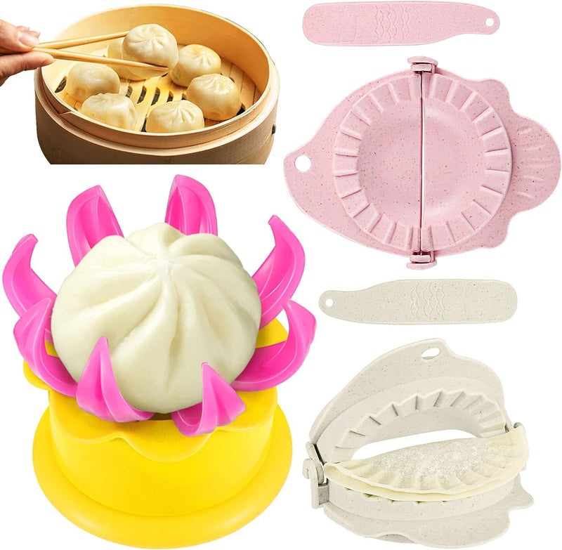 Bun and Dumpling Maker Set with Cooking Tools for Kids - GreenPink