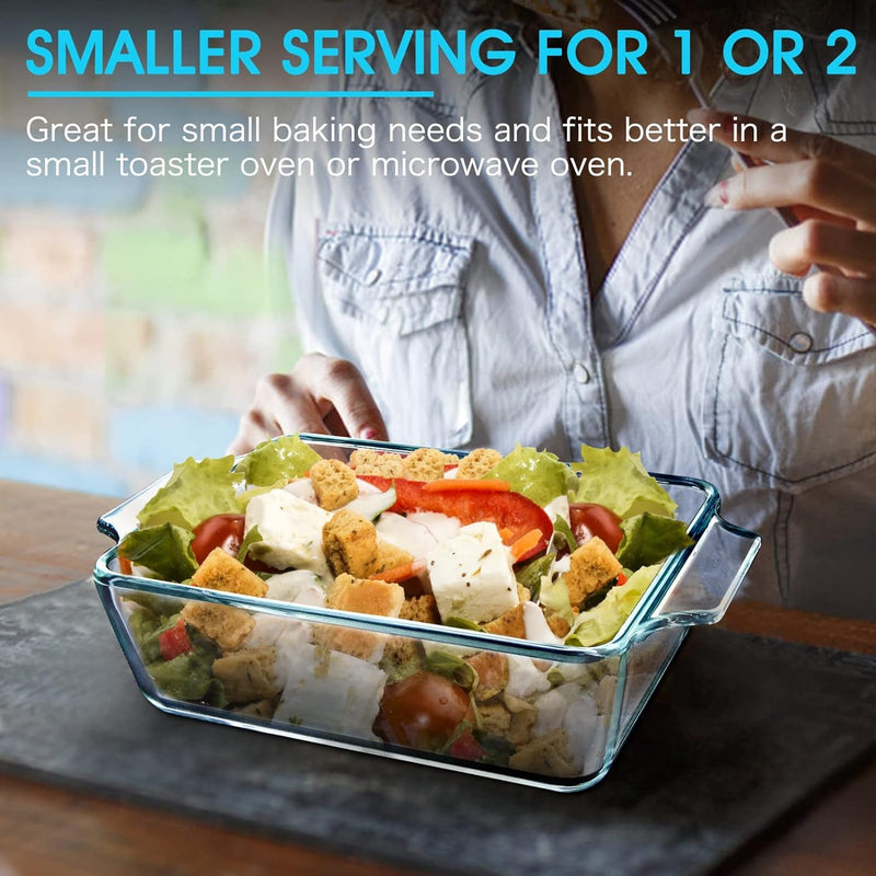 Mini Glass Casserole Dish with Lid - Single Serving Microwave Bakeware 57in x 7in