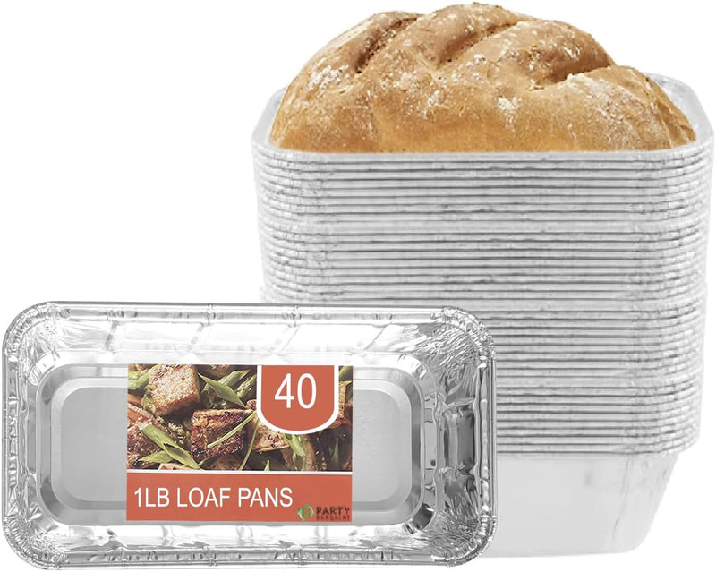 20 Pack Aluminum Loaf Pans - Heavy Duty Disposable Bread Pans 2 lb for Baking and Serving 85 x 45 x 25 - Max 240C