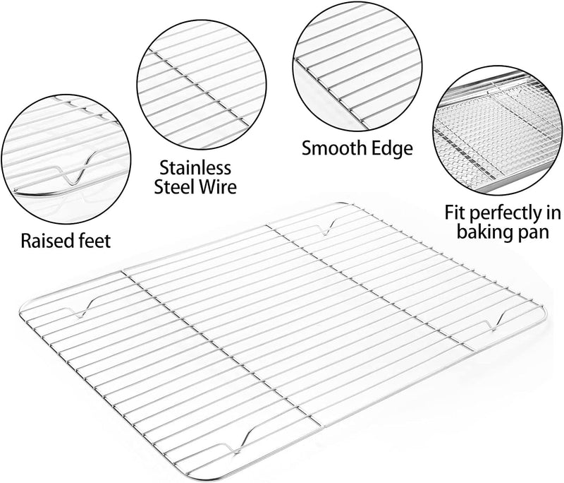 Stainless Steel Baking Set with Cooling Rack and Silicone Mat - 9 Pieces