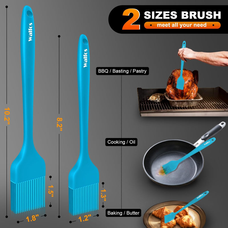 Walfos Silicone Basting Pastry Brush Set 2 Pcs - Heat Resistant for BBQ Baking  Cooking