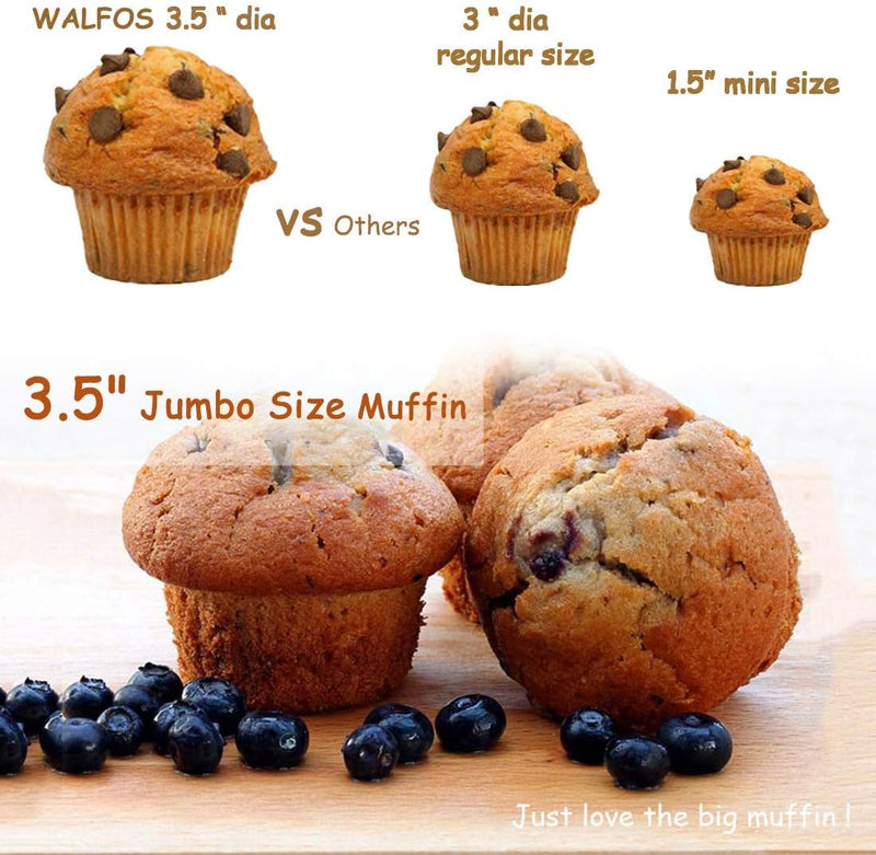 Walfos Silicone Cupcake Pan Set - 2-Piece Mini 24-Cup Muffin Baking Pan - BPA Free Dishwasher Safe - Non-Stick - Great for Muffin Cakes Fat Bombs