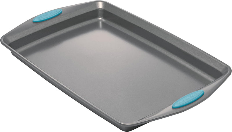 Rachael Ray 3-Piece Bakeware Set with Nonstick Gray and Marine Blue Grips