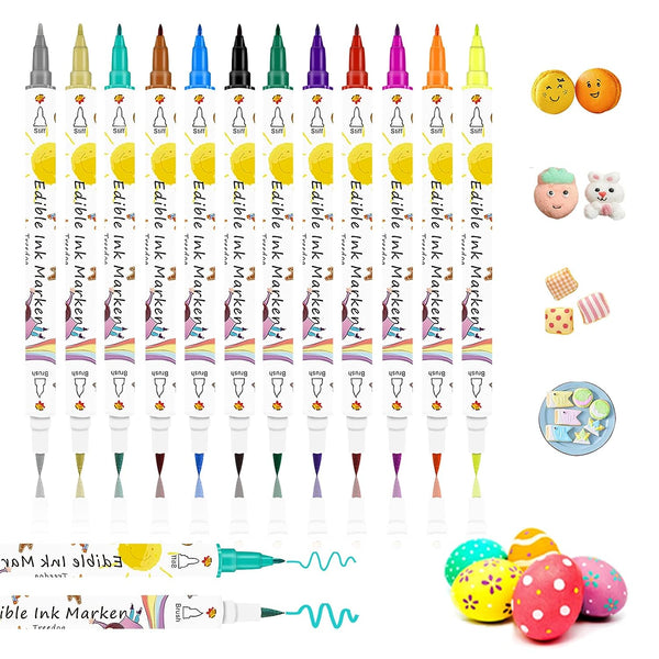12Pcs Food Coloring Marker Pens for Decorating Cakes Cookies Fondant  More