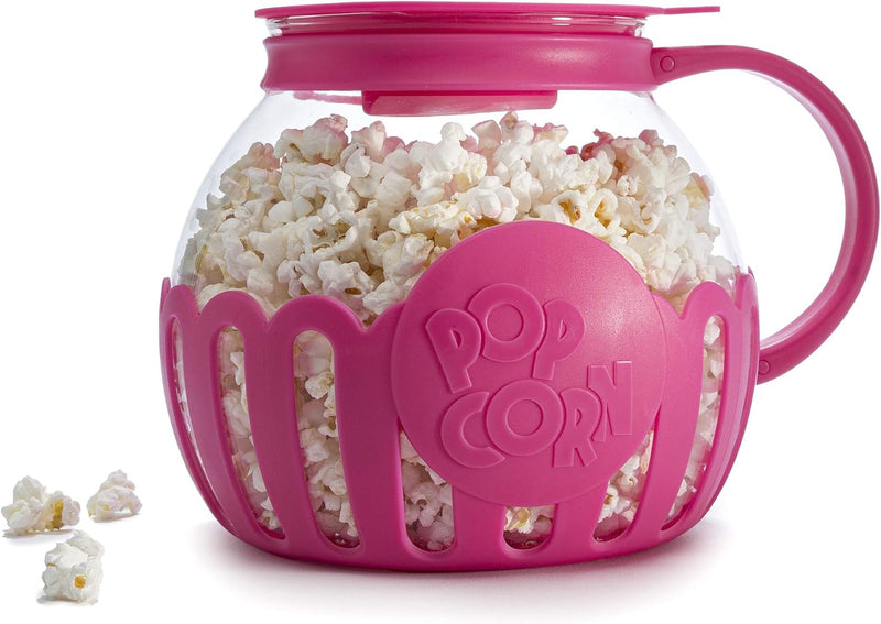 Ecolution Micro-Pop Microwave Popcorn Popper - Temperature Safe with 3-in-1 Lid BPA-Free Dishwasher Safe 15-Quart Pink