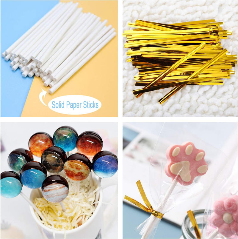 Cake Pop Treat Bag Set - 300PCS Including Parcel Bags Treat Sticks and Twist Ties