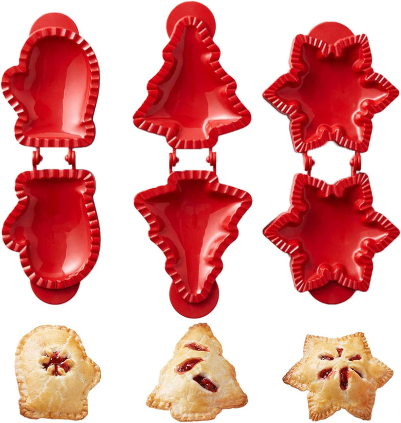 6-Piece Mini Pie Maker Set with Dough Press and Pocket Molds - Christmas Baking Parties