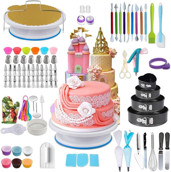 333PCS Cake Decorating Supplies Set with Rotating Turntable and Valentines Cookie Kit