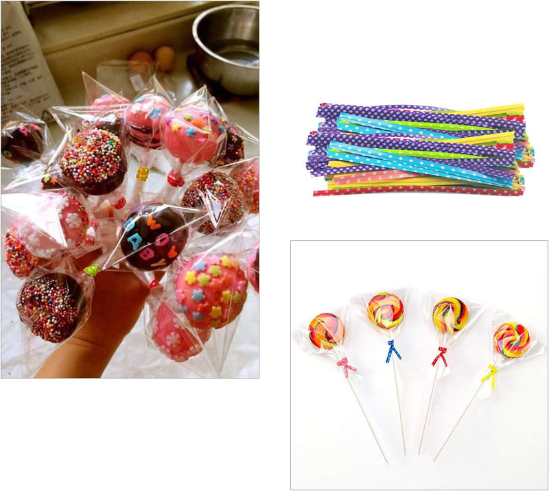 Cake Pop Treat Bag Set - 300PCS Including Parcel Bags Treat Sticks and Twist Ties