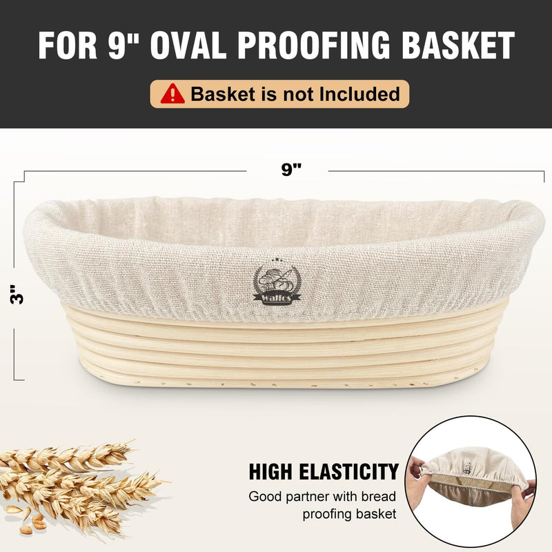 WALFOS 6-Pack Bread Basket Liner - 9 Round Banneton Cloth for Bread Proofing