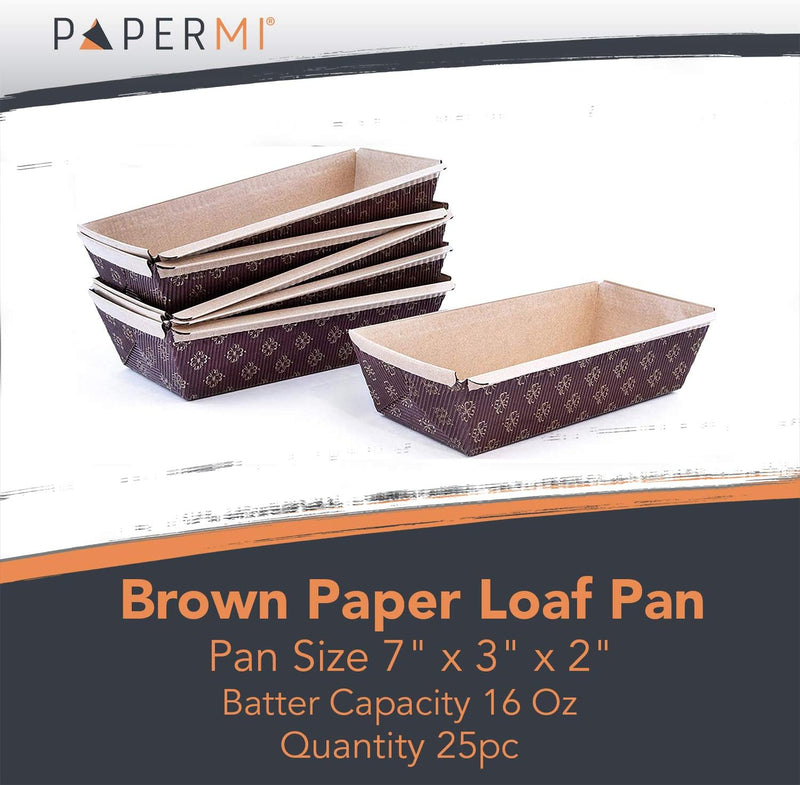 Disposable Paper Loaf Pan - 25ct 9 x 3 x 275 All-NaturalRecyclableMicrowaveFreezer Safe