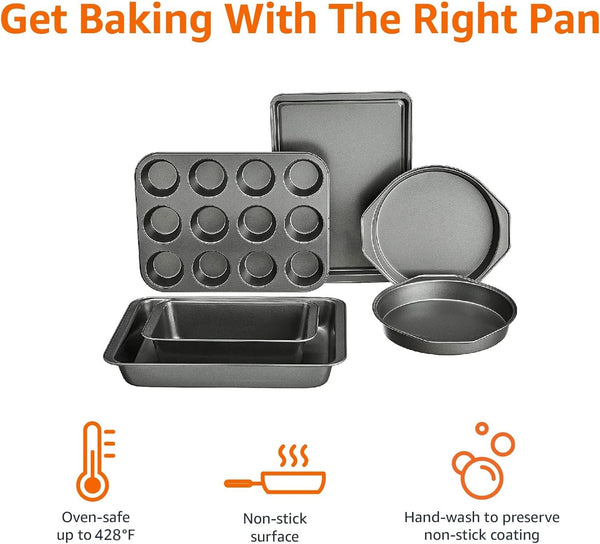 6-Piece Nonstick Carbon Steel Oven Bakeware Set - 405x285x15cm