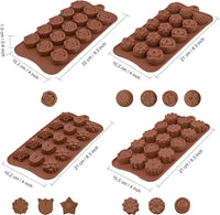 JOERSH Silicone Chocolate Molds for Fat Bombs Snacks & Truffles, 5PCS 93-Cavity Caramel Hard Candy Mold (Square, Round, Heart, Star, Flower Shapes)