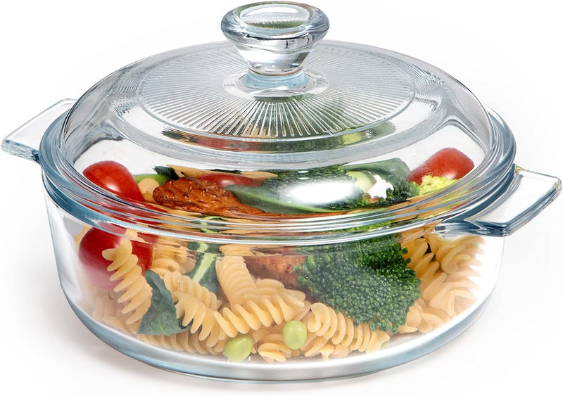 Glass Square Casserole Dish with Lid - Oven and Microwave Safe 08L