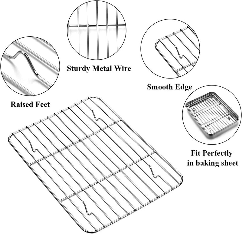 Wildone Baking Sheet  Rack Set - Stainless Steel Non-Toxic Size 16 x 12 x 1 Inch