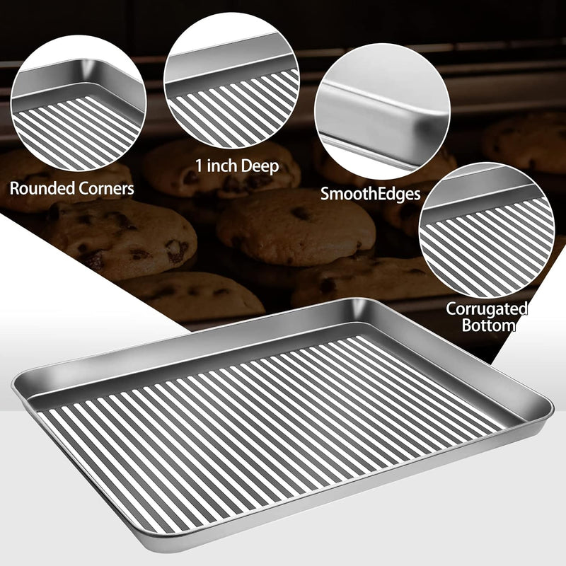 Stainless Steel Baking Set with Cooling Rack and Silicone Mat - 9 Pieces