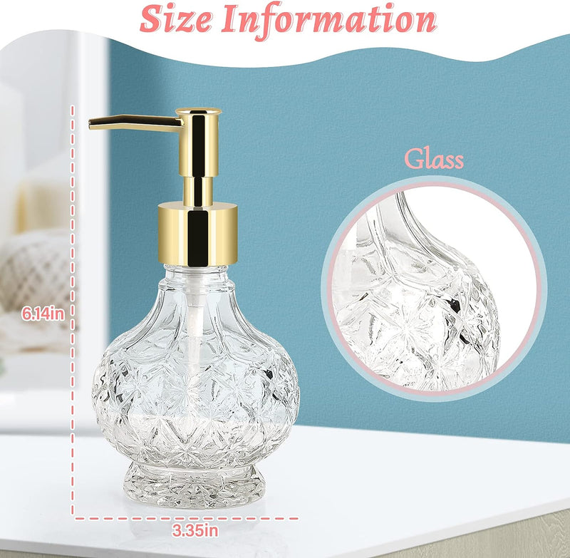 Multipurpose Glass Soap Dispenser - Gold with Easy Cleaning