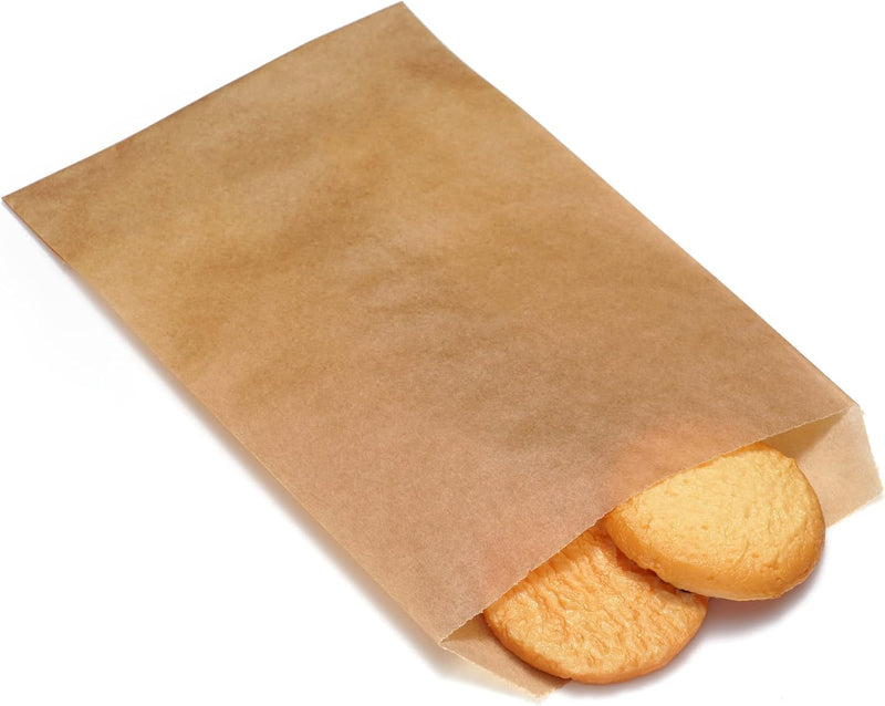 Quotidian Flat Glassine Waxed Paper Treat Bags - 100 Pack 4x6 for Bakery or Party Favors