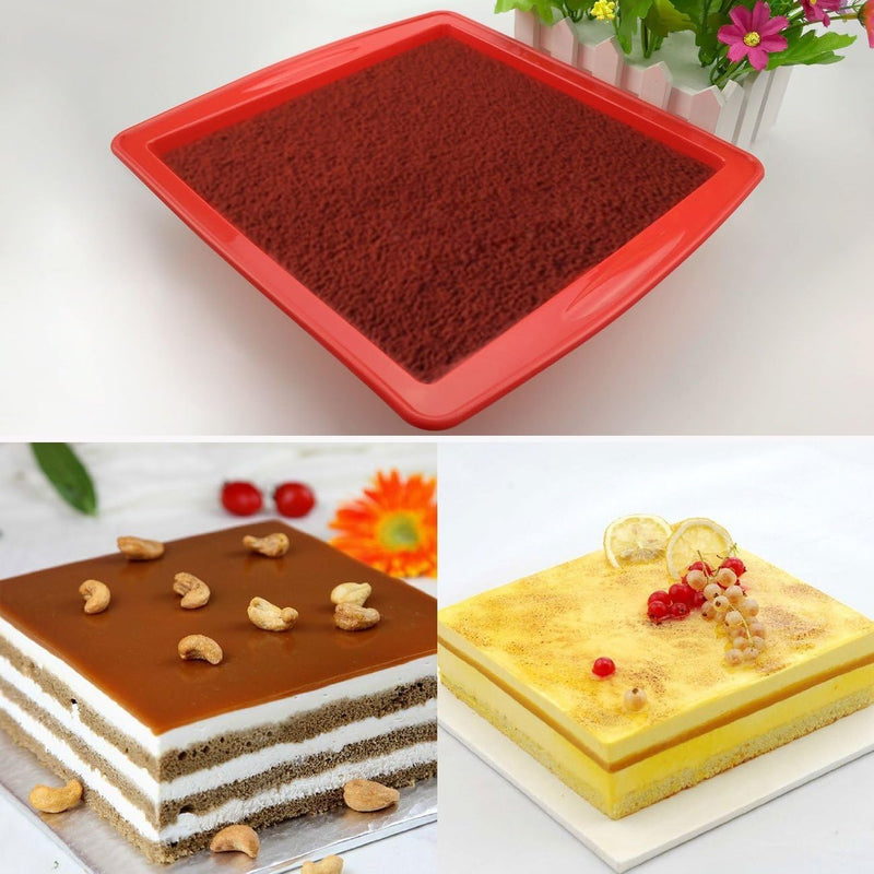 Set of 2 Nonstick Silicone Square Cake Pans - 8x8 Baking and Brownie Molds