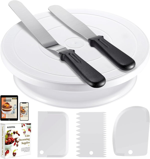 Kootek Cake Decorating Kit with Turntable and Frosting Tools - White